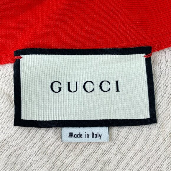 Gucci Beige Wool Cardigan With Red Trim & Insect Embroidery - Picture 5 of 7